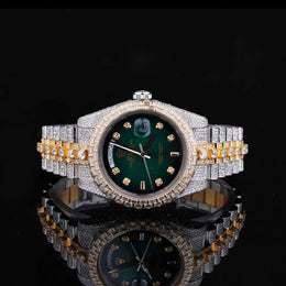 Emerald Empire Two-Tone Diamond Timepiece with Green Majesty By CrownIce