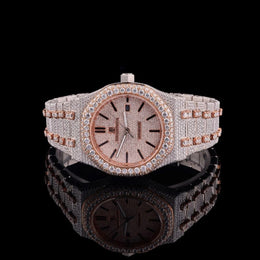 Frosted Rose Diamond-Encrusted Beauty in Soft Gold Tones By CrownIce