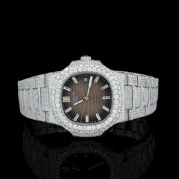 Mocha Frost Diamond-Encrusted Brilliance with a Chocolate Dial By CrownIce