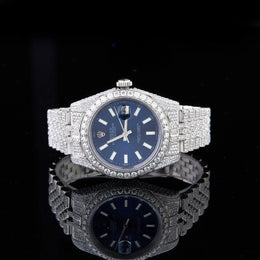 Midnight Frost Iced-Out Elegance with Deep Blue Dial By CrownIce