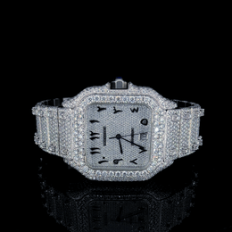 Frozen Elegance - Fully Iced-Out Diamond Timepiece with Arabic Dial By CrownIce