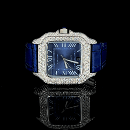 Sapphire Luxe Automatic with Diamond Halo & Blue Alligator Strap By CrownIce